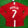 Manchester United Home 2007 08 Ronaldo Full Sleeve Retro Jersey