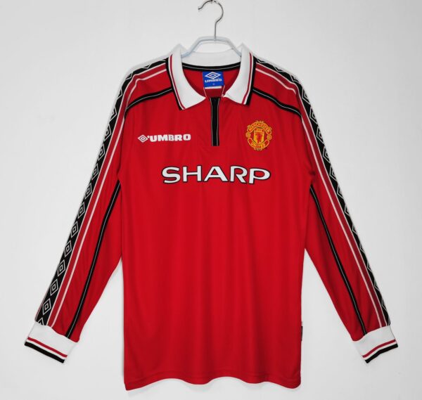 Manchester United Home Full Sleeve Champions League 1998 99 Retro Jersey
